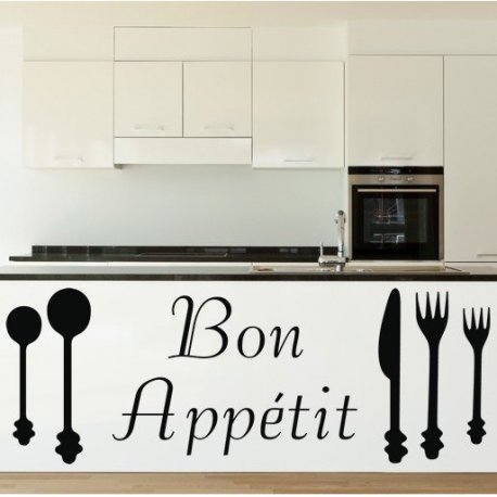 Adesivo Murale Da Cucina Bon Appétit Con Cappello Da Chef: Decorazione Parete Arancione, Facile Da Applicare