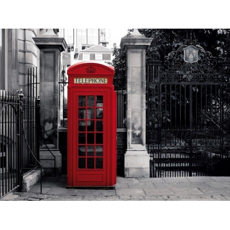 Cabina de Telefone Londres Vermelhos sobre Cinzento