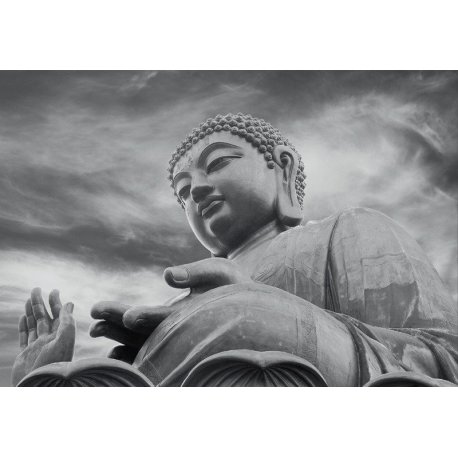 Estátua Buda Gigante Preto e Branco
