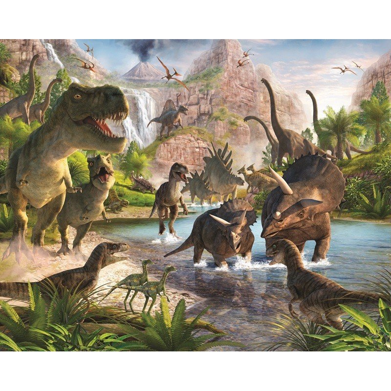 Mural de Parede decorativo Mundo de Dinossauros Desenho Realista