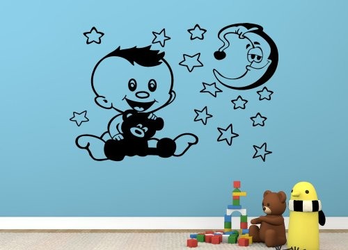 O Pequeño Bebê com o seu Ursinho e a Lua